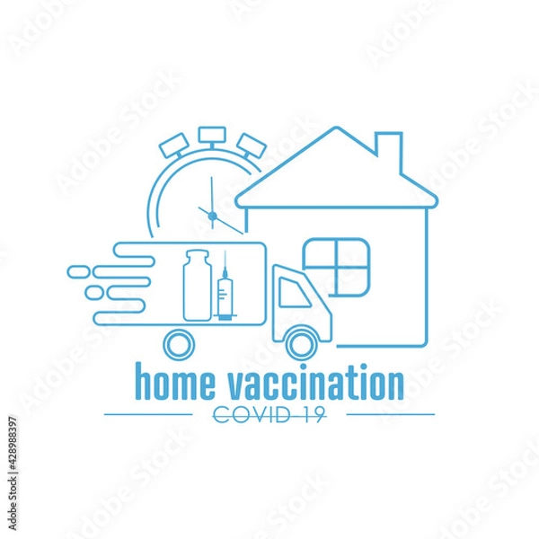 Fototapeta Vaccination at home icon. Flat vector logo.