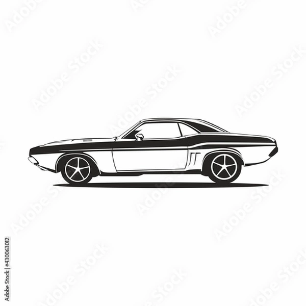 Fototapeta Car simple vector Illustration black and white