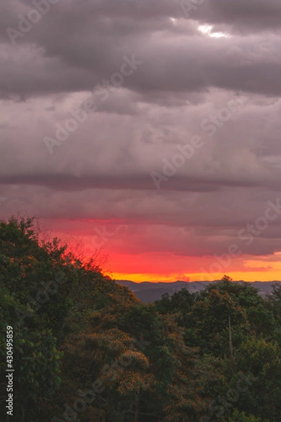 Fototapeta sunset in the mountains