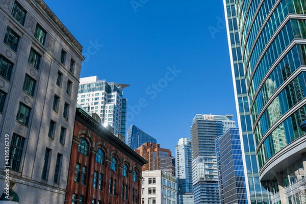 Obraz Vancouver City skyscrapers buildings skyline in the downtown. Concept of Canadian urban city life.