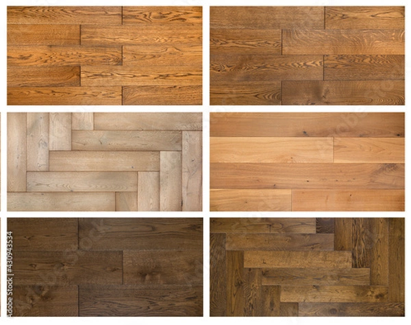 Fototapeta Collage of different wooden textures for parquet or laminate