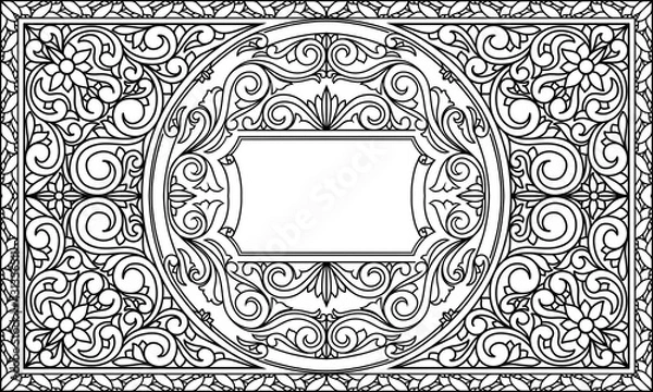 Obraz Black and white vintage ornate decorative card