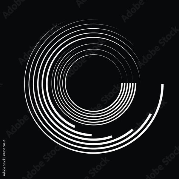 Fototapeta Radial speed Lines in Circle Form for comic books . Explosion background . Vector Illustration .Technology round Logo . Circular Design element . Abstract Geometric shape . Sunburst .