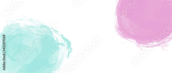 Fototapeta Light watercolor colorful hand drawn circle vector illustration background. Pink, blue, web banner, header, copy space, cool, isolated white background,