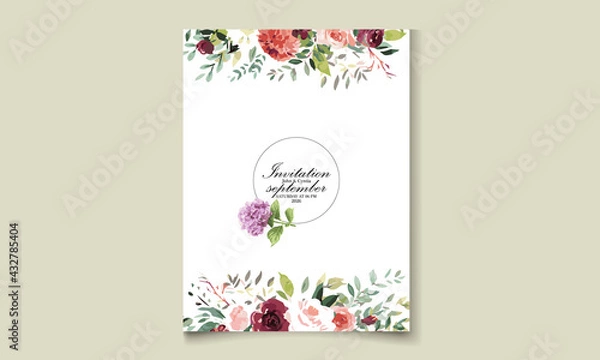 Fototapeta Watercolor Floral Wedding Card Set