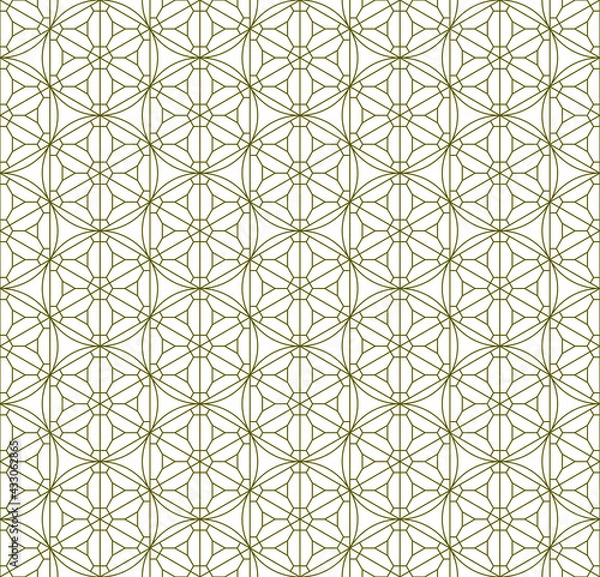 Fototapeta Seamless traditional Japanese ornament Kumiko.Golden color lines.