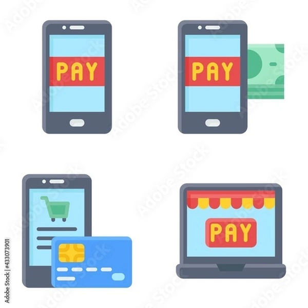 Fototapeta Mobile payment icon set 3 Payment related vector