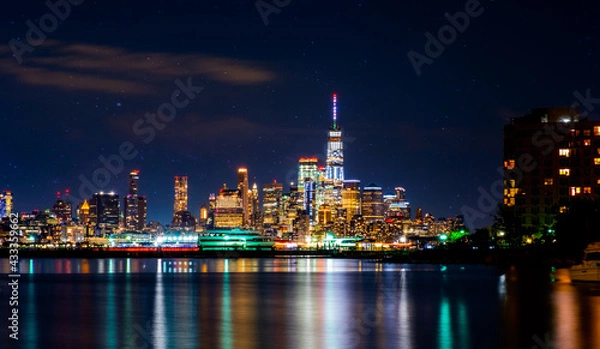 Fototapeta Manhattan Skyline ,waterfront and skyline viewed from the Hudson River Hoboken NJ, New York,USA