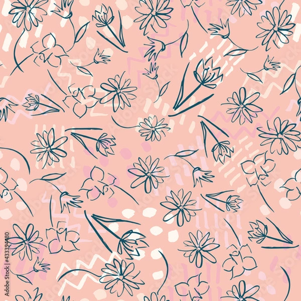 Fototapeta Easter flower seamless pattern