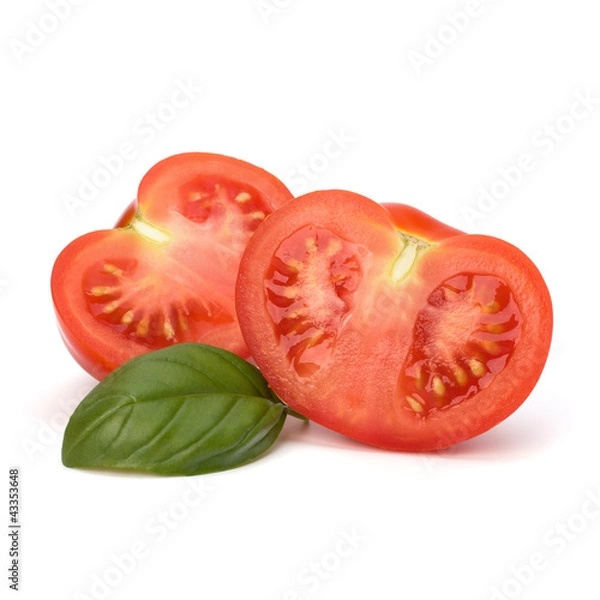 Fototapeta Tomato and basil leaf