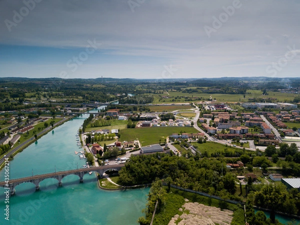 Obraz Italy, May 202: aerial view of the city of Peschiera del Garda in the province of Verona in Veneto.