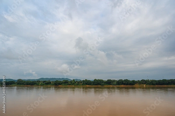 Fototapeta Beautiful Landscape of Mekhong river between thailand and laos from Chiang Khan District.The Mekong, or Mekong River, is a trans-boundary river in East Asia and Southeast Asia