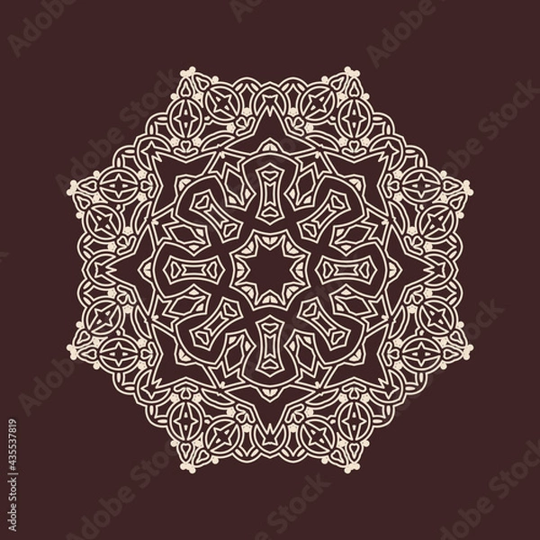 Fototapeta Circular pattern in form of mandala for Henna, decoration. Decorative ornament in ethnic oriental style