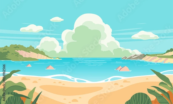 Fototapeta beach lanscape illustration in summer time