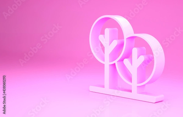 Fototapeta Pink Tree icon isolated on pink background. Forest symbol. Minimalism concept. 3d illustration 3D render