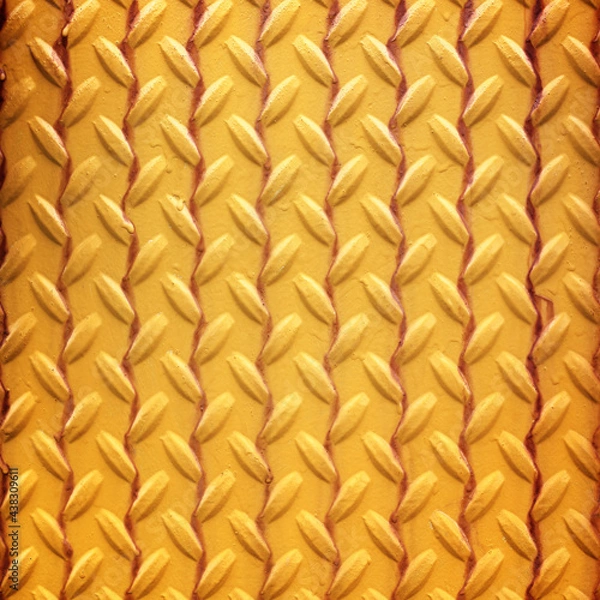 Fototapeta Background of metal diamond plate in yellow color