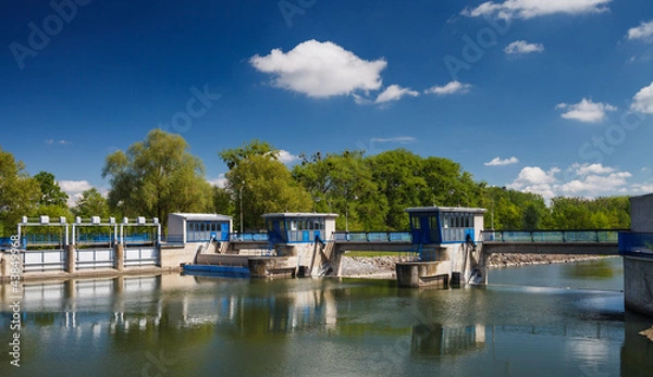 Fototapeta Canal lock/Floodgate/Ship lock on a river