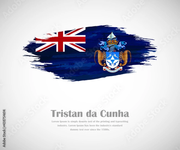 Fototapeta Abstract brush painted grunge flag of Tristan da Cunha country for National day