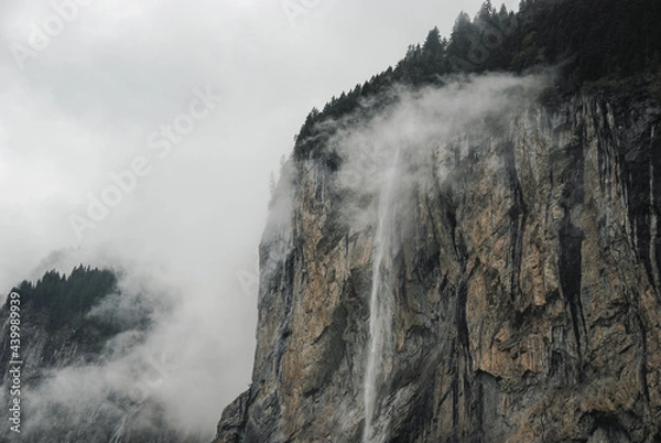 Fototapeta waterfall in mist from Interlaken, Switzerland