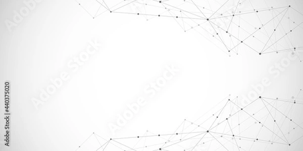 Fototapeta Abstract polygonal background with connecting dots and lines. Global network connection, digital technology and communication concept