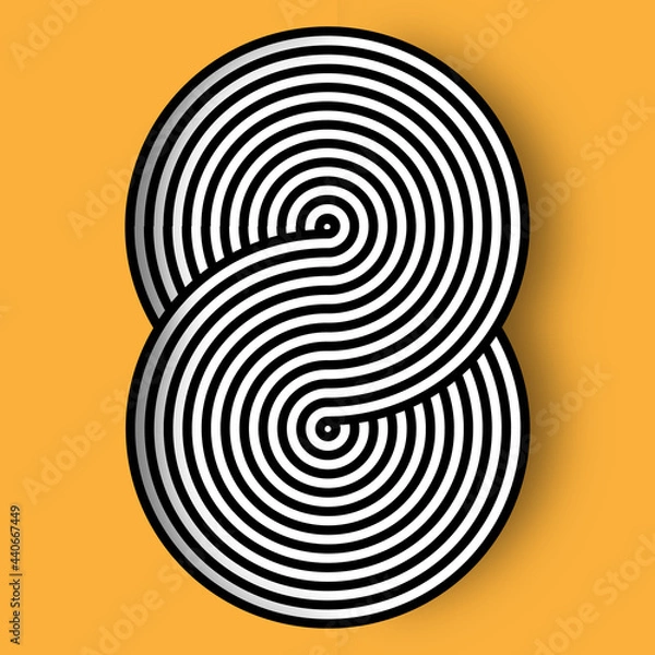 Fototapeta Striped circles merge in an op art paper-cutout illustration.