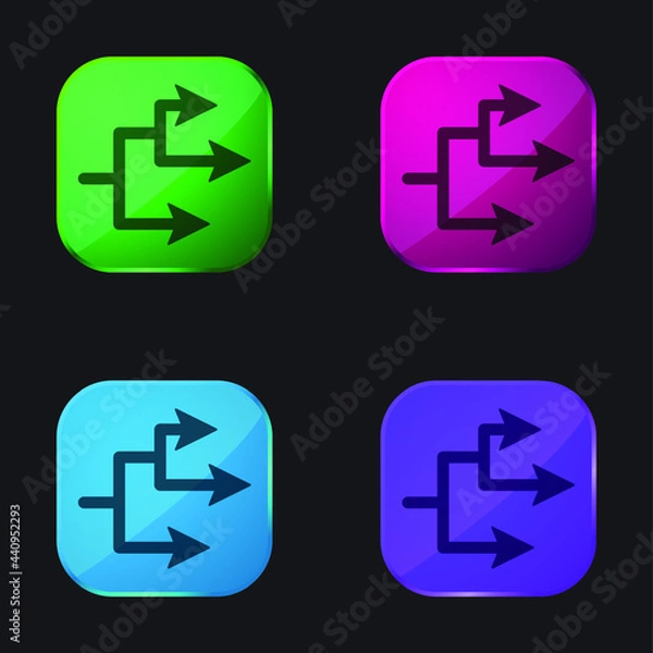 Fototapeta Arrow Connection four color glass button icon