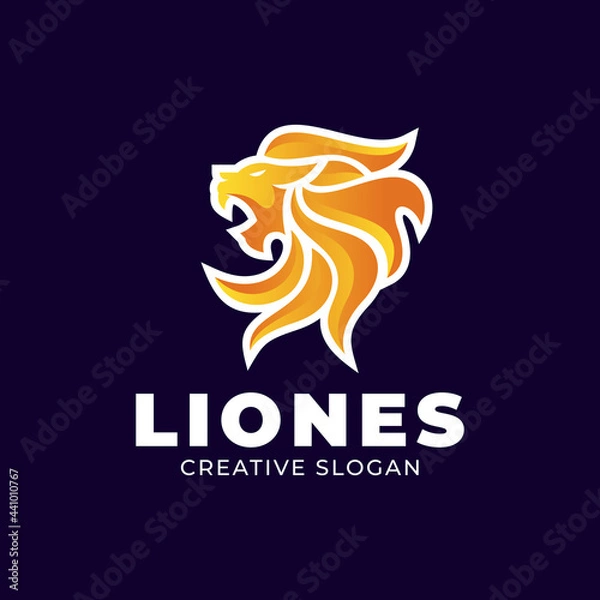 Fototapeta Gradient Lion Head Modern Logo Template