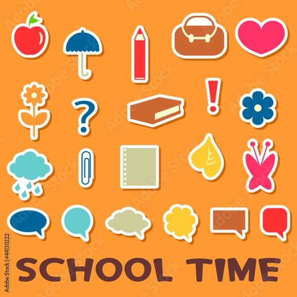 Fototapeta Cute childish stickers school elements