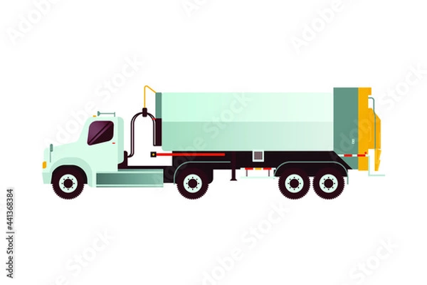 Fototapeta Garbage Truck Vehicle. Modern Flat Style Vector Illustration. Social Media Template.