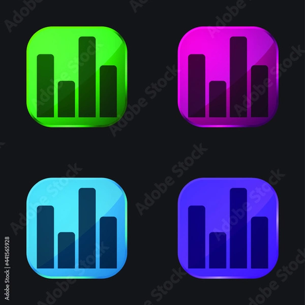 Fototapeta Bars Interface Symbol four color glass button icon