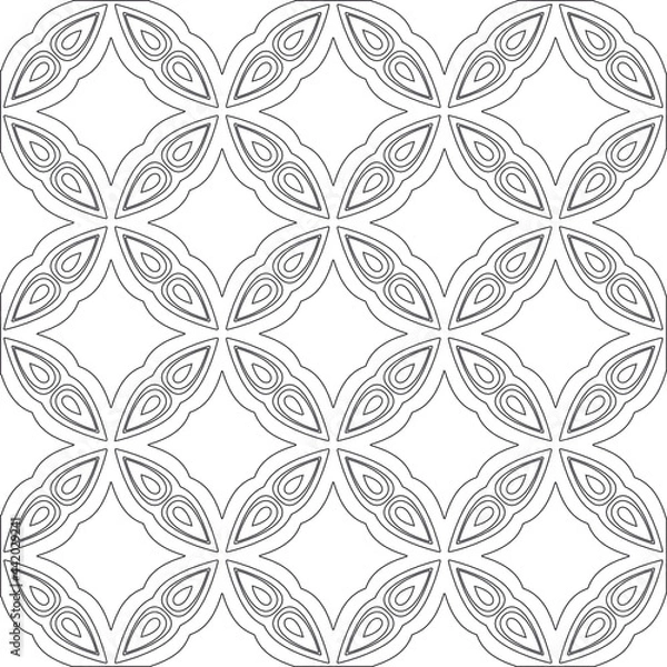 Fototapeta Vector pattern with symmetrical elements . Modern stylish abstract texture. Repeating geometric tiles from striped elements.Black and white pattern.
