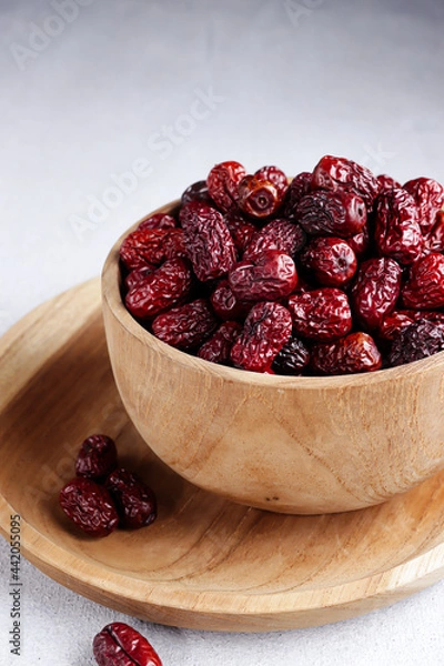 Fototapeta Kurma merah or red dates or angco is dried unabi fruit or jujube.