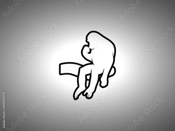 Fototapeta Chimpanzee Silhouette. Isolated Vector Animal Template for Logo Company, Icon, Symbol etc