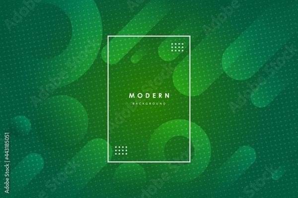 Fototapeta Green gradient minimal vector background with dotted corners. Abstract halftone textured backdrop for banners, presentations, business templates