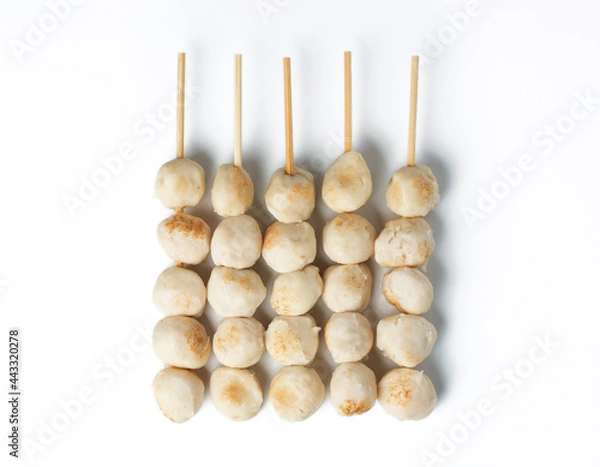 Fototapeta top view of meat ball on white background