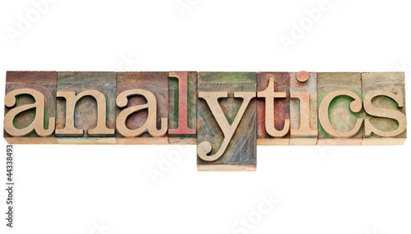 Fototapeta analytics word in wood type