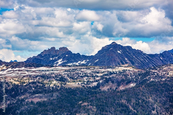 Fototapeta Grand Teton in Grand Targhee Resort hike to Mary's Saddle