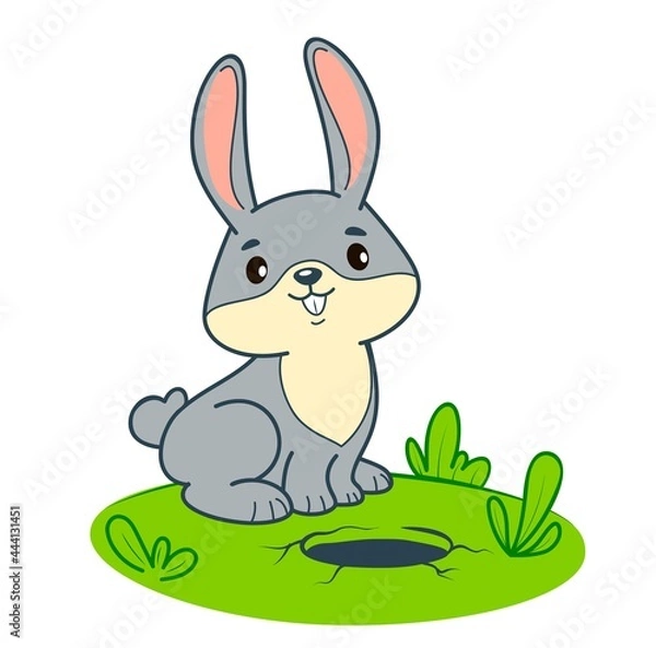 Fototapeta Cute rabbit cartoon. Bunny clipart vector illustration