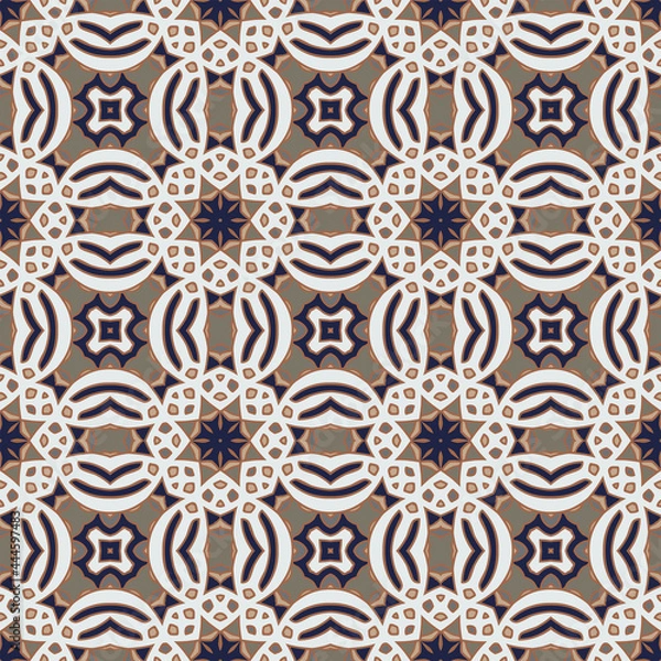 Obraz Creative trendy color abstract geometric pattern in beige brown black blue, vector seamless, can be used for printing onto fabric, interior, design, textile