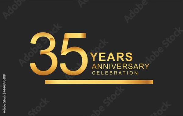 Fototapeta 35th years anniversary logotype with under line golden color for anniversary celebration