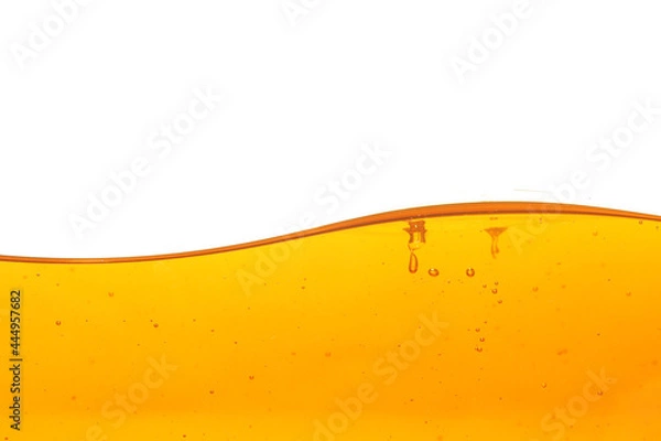 Fototapeta Wave of oil viscosity and air bubbles inside oil isolated on white background.