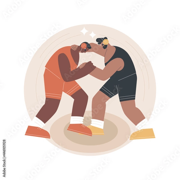 Fototapeta Wrestling abstract concept vector illustration. Pro training, buy equipment, wrestling gear, strong werestler, greco-roman, entertainment competition, professional fighter abstract metaphor.