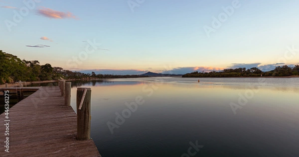 Fototapeta Beautiful Late afternoon panoramic view of Australia river.