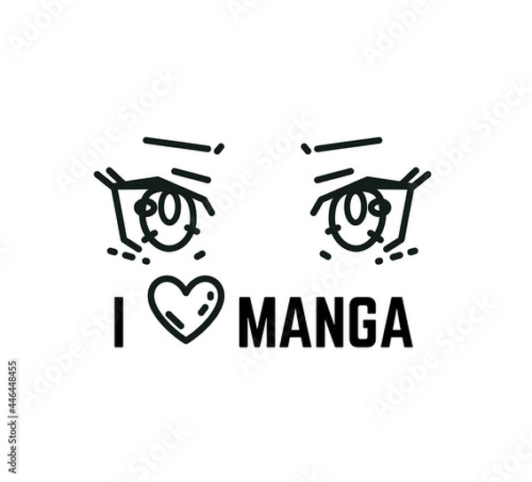 Fototapeta I love anime, manga sign