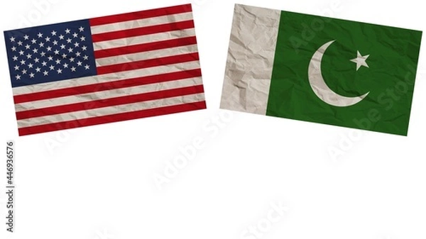 Fototapeta Pakistan and United States of America Flags Together – Paper Texture Effect – Illustration