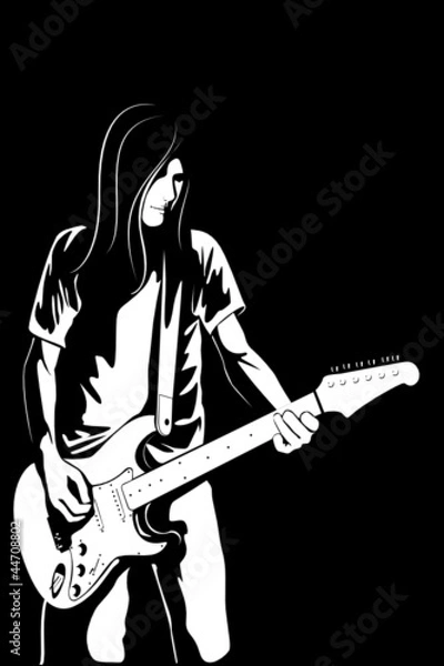 Fototapeta The vector image of the man with a guitar