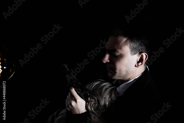 Fototapeta noir boy in white shirt