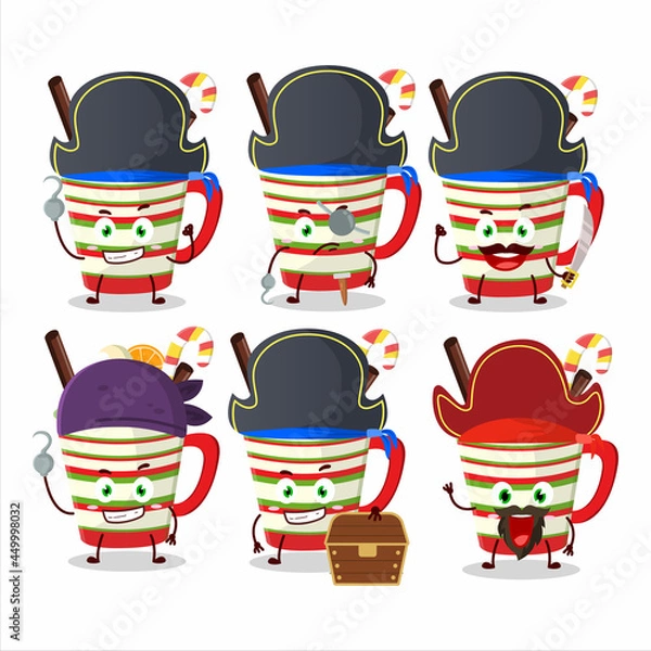 Fototapeta Cartoon character of ice cream orange with various pirates emoticons