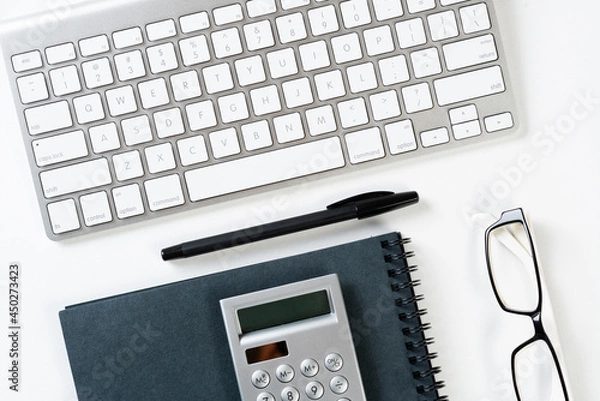 Fototapeta Still life of accountant office workspace