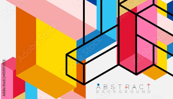 Fototapeta Abstract background. 3d cubes, cubic elements and blocks. Techno or business concept for wallpaper, banner, background, landing page